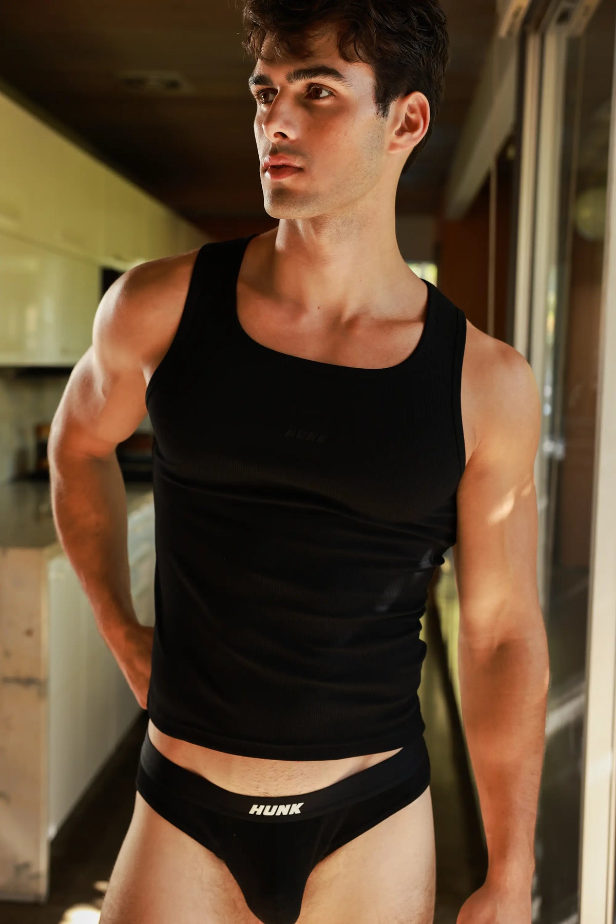 Empire 3-Pack Tanks — black tank close-up: sculpted square neckline