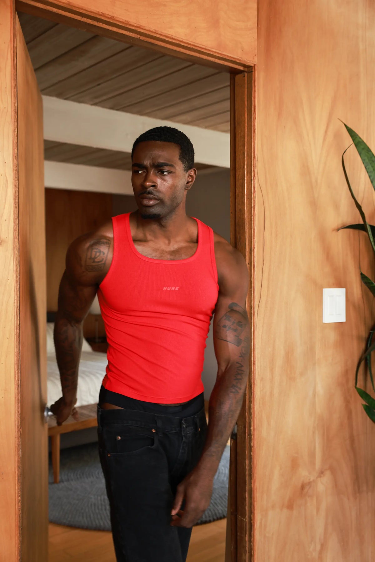 Volcano 3-Pack Tanks — red ribbed tank top, front view